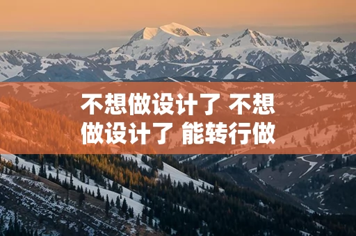 不想做设计了 不想做设计了 能转行做什么