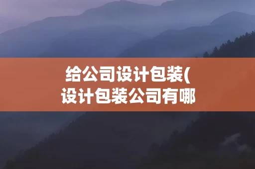 给公司设计包装(设计包装公司有哪些)