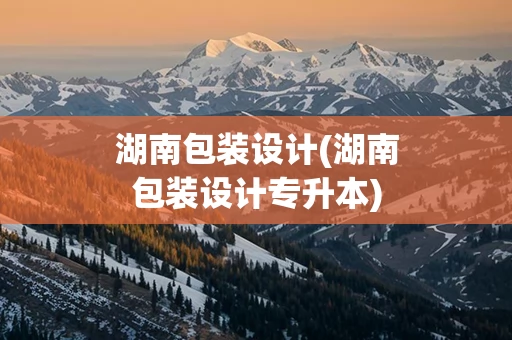 湖南包装设计(湖南包装设计专升本)