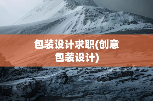 包装设计求职(创意包装设计)