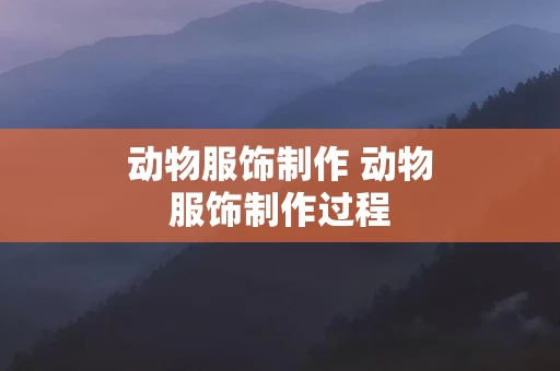 动物服饰制作 动物服饰制作过程